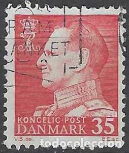 Stamps: DINAMARCA 1963 - REY FREDERIK IX, ROJO - USADO