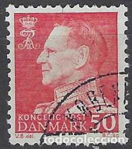 Stamps: DINAMARCA 1965 - REY FREDERIK IX, ROJO - USADO