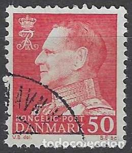 Stamps: DINAMARCA 1965 - REY FREDERIK IX, ROJO - USADO