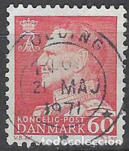 Briefmarken: DINAMARCA 1967 - REY FREDERIK IX, ROJO - USADO