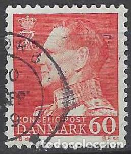 Stamps: DINAMARCA 1967 - REY FREDERIK IX, ROJO - USADO