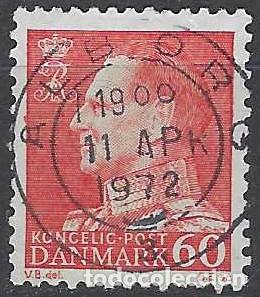Stamps: DINAMARCA 1967 - REY FREDERIK IX, ROJO - USADO