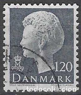 Briefmarken: DINAMARCA 1974 - REINA MARGARITA II, AZUL GRIS&Aacute;CEO - USADO