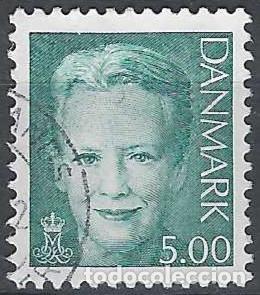 Stamps: DINAMARCA 2000 - REINA MARGARITA II, VERDE - USADO
