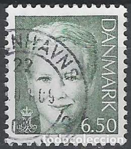 Selos: DINAMARCA 2002 - REINA MARGARITA II, VERDE OLIVA OSCURO - USADO