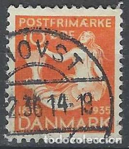 Timbres: DINAMARCA 1935 - CENTENARIO DE LA 1&ordf; OBRA DE HANS CHRISTIAN ANDERSEN, NARANJA - USADO