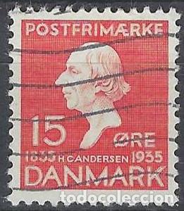 Selos: DINAMARCA 1935 - CENTENARIO DE LA 1&ordf; OBRA DE HANS CHRISTIAN ANDERSEN, ROJO - USADO