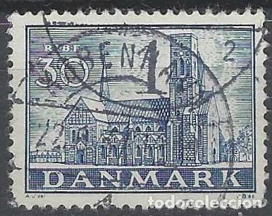 Selos: DINAMARCA 1936 - CATEDRAL DE RIBE, AZUL - USADO