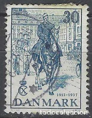 Timbres: DINAMARCA 1937 - 25&ordm; ANIV. DE LA CORONACI&Oacute;N DEL REY CHRISTIAN X, AZUL - USADO