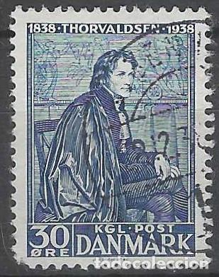 Stamps: DINAMARCA 1938 - BERTEL THORVALDSEN, AZUL - USADO