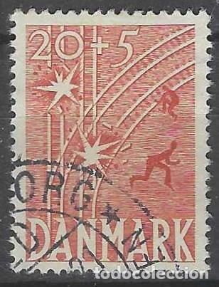 Briefmarken: DINAMARCA 1947 - 2&ordm; ANIV. DE LA LIBERACI&Oacute;N, ROJO - USADO