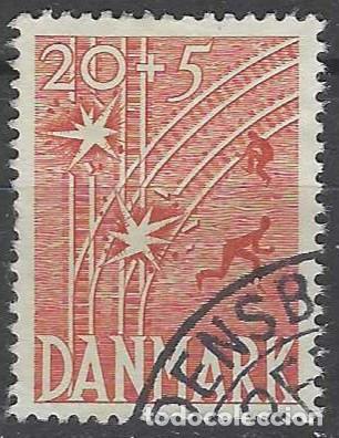 Stamps: DINAMARCA 1947 - 2&ordm; ANIV. DE LA LIBERACI&Oacute;N, ROJO - USADO