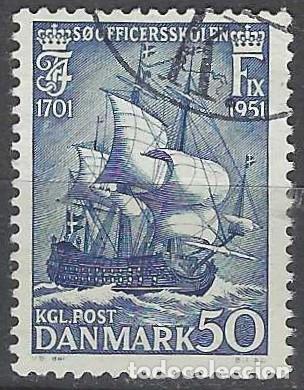 Stamps: DINAMARCA 1951 - 250&ordm; ANIV. DE LA ESCUELA NAVAL DE LA ISLA DE HOLMEN - USADO