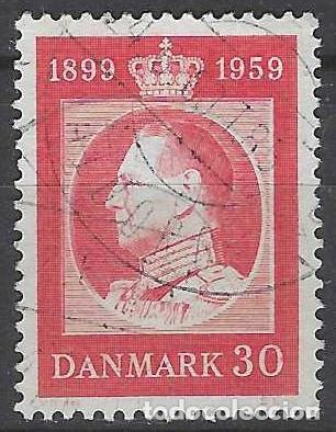 Timbres: DINAMARCA 1959 - 60&ordm; ANIV. DEL NACIMIENTO DEL REY FREDERIK IX, ROJO - USADO