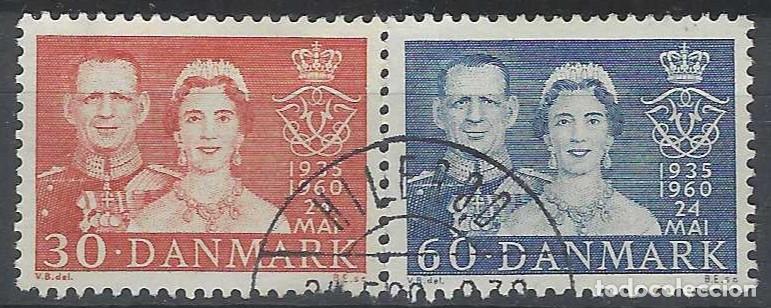 Stamps: DINAMARCA 1960 - BODAS DE PLATA DE LOS REYES FREDERIK IX E INGRID, S.COMPLETA - USADOS