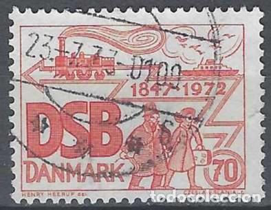 Stamps: DINAMARCA 1972 - 125&ordm; ANIV. DE LOS FERROCARRILES DANESES - USADO