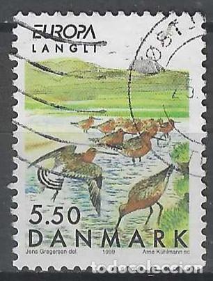 Timbres: DINAMARCA 1999 - EMISI&Oacute;N EUROPA, FAUNA, AVES, AGUJA COLIPINTA - USADO