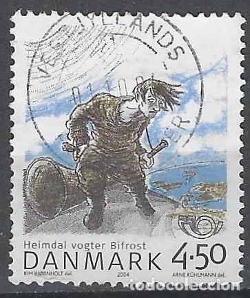 Briefmarken: DINAMARCA 2004 - EMISI&Oacute;N NORDEN, MITOLOG&Iacute;A VIKINGA, DIOS HEIMDAL VIGILANDO EL PUENTE BIFROST - USADO