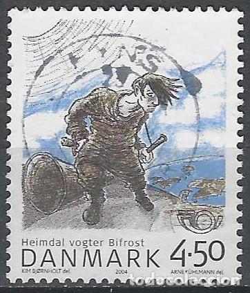 Briefmarken: DINAMARCA 2004 - EMISI&Oacute;N NORDEN, MITOLOG&Iacute;A VIKINGA, DIOS HEIMDAL VIGILANDO EL PUENTE BIFROST - USADO