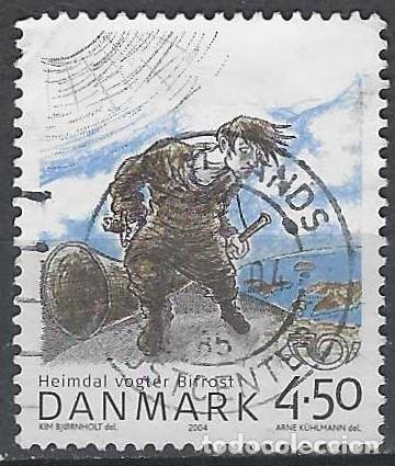 Sellos: DINAMARCA 2004 - EMISI&Oacute;N NORDEN, MITOLOG&Iacute;A VIKINGA, DIOS HEIMDAL VIGILANDO EL PUENTE BIFROST - USADO