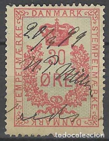 Selos: DINAMARCA 1899 - SELLO DE FACTURA DE INGRESOS, 30 &Oslash;ORE - USADO