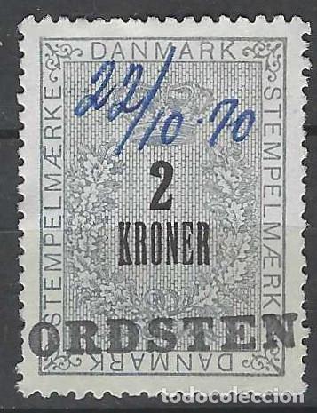 Briefmarken: DINAMARCA 1970 - SELLO DE FACTURA DE INGRESOS, 2 CORONAS - USADO