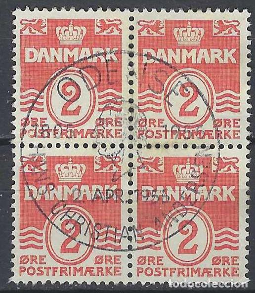 Briefmarken: DINAMARCA 1937-39 - S. B&Aacute;SICA, OLAS, ROJO - USADO EN BLOQUE DE 4