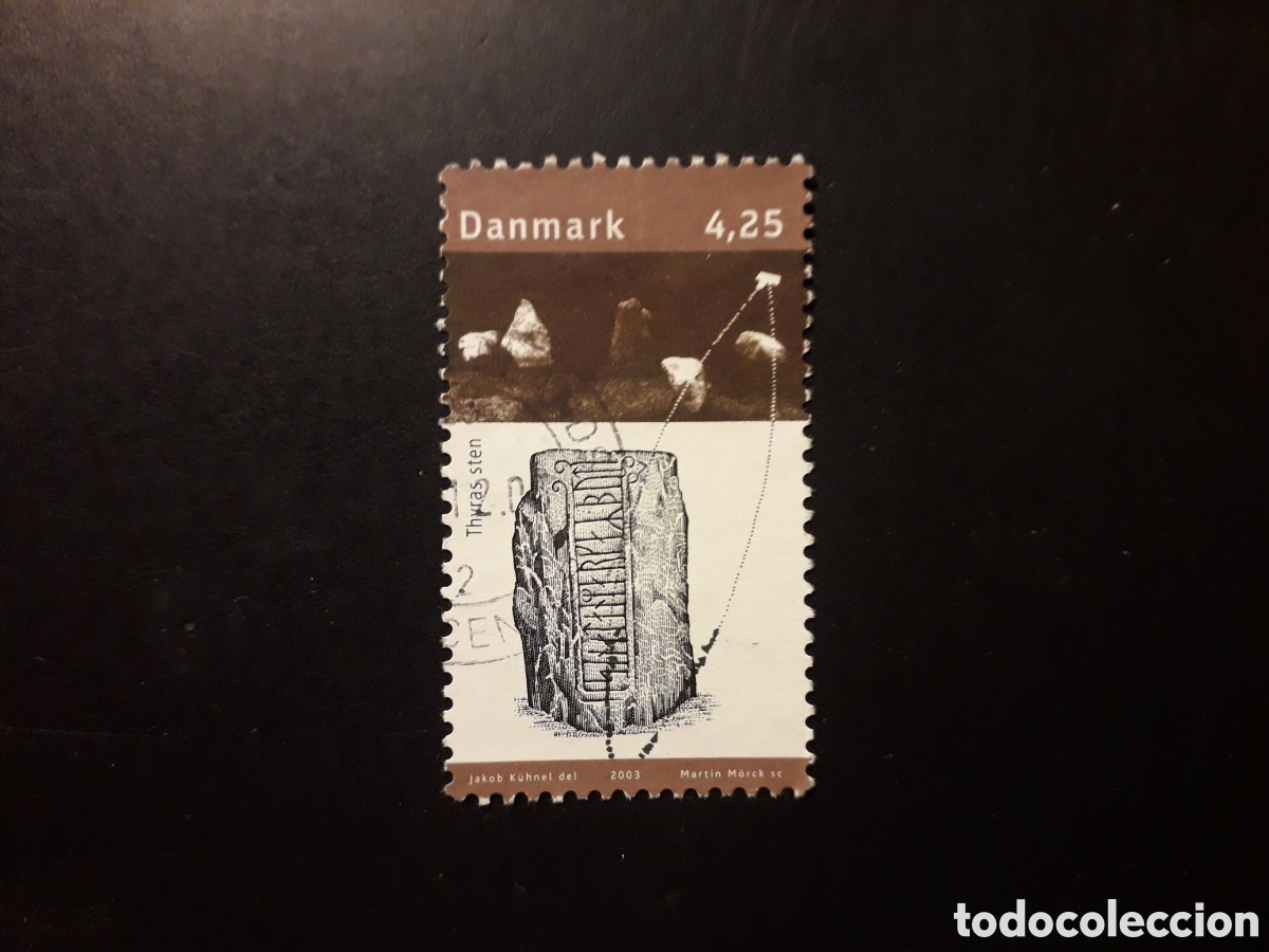 Sellos: DINAMARCA YVERT 1353 SELLO SUELTO USADO 2003 MUSEO DE JELLING, VIKINGOS PEDIDO M&Iacute;NIMO 3&euro;