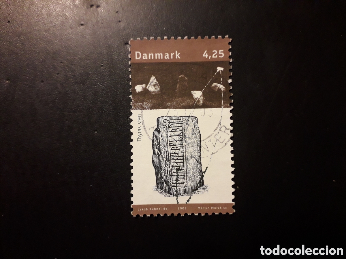 Sellos: DINAMARCA YVERT 1353 SELLO SUELTO USADO 2003 MUSEO DE JELLING, VIKINGOS PEDIDO M&Iacute;NIMO 3&euro;