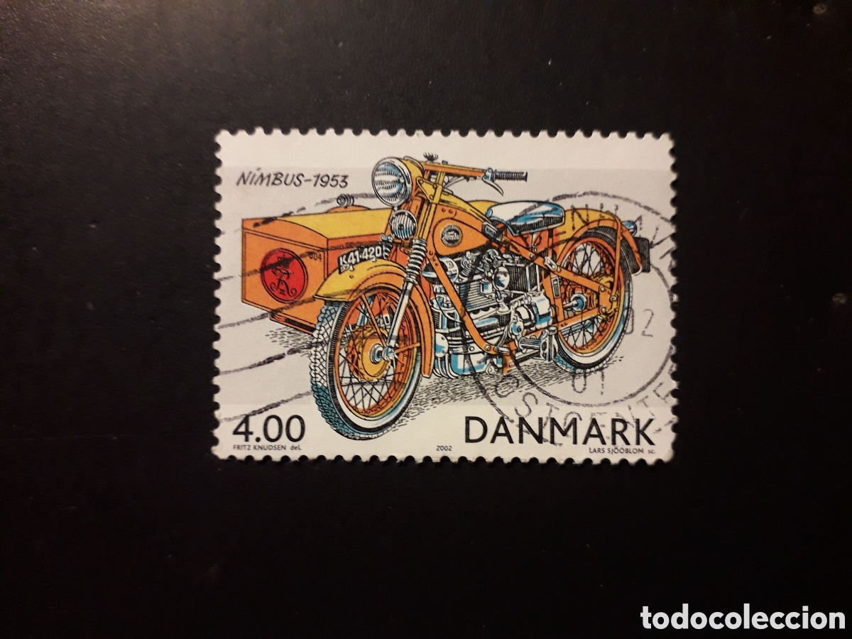 Sellos: DINAMARCA YVERT 1315 SELLO SUELTO USADO 2002 VEH&Iacute;CULOS POSTALES, MOTO PEDIDO M&Iacute;NIMO 3&euro;