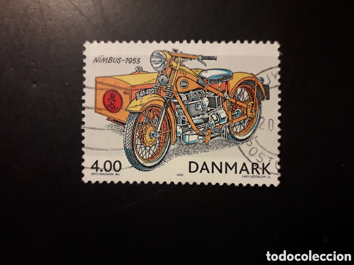 Sellos: DINAMARCA YVERT 1315 SELLO SUELTO USADO 2002 VEH&Iacute;CULOS POSTALES, MOTO PEDIDO M&Iacute;NIMO 3&euro;