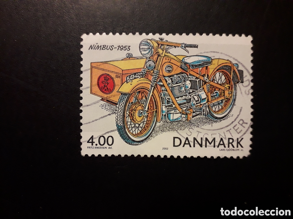 Sellos: DINAMARCA YVERT 1315 SELLO SUELTO USADO 2002 VEH&Iacute;CULOS POSTALES, MOTO PEDIDO M&Iacute;NIMO 3&euro;