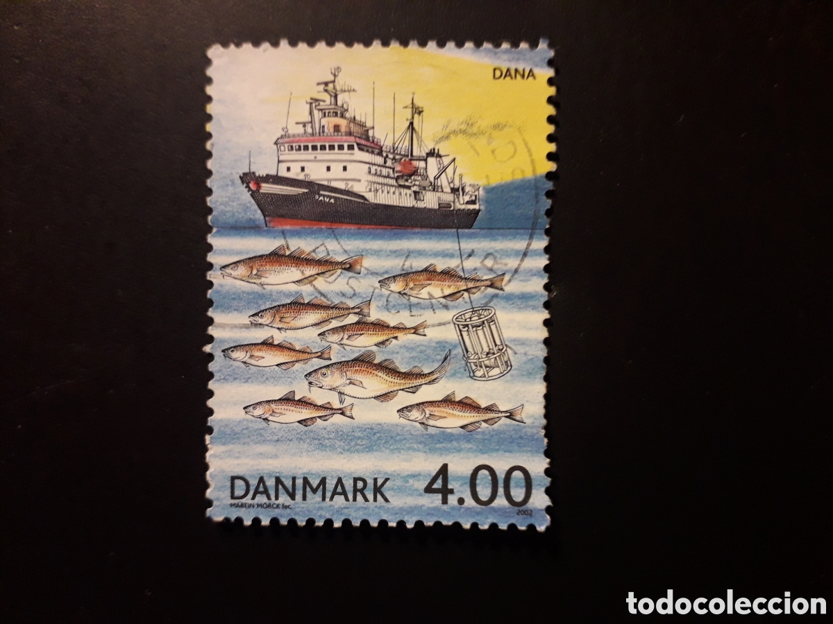 Briefmarken: DINAMARCA YVERT 1319 SELLO SUELTO USADO 2002 FAUNA, PECES, BARCOS PEDIDO M&Iacute;NIMO 3&euro;
