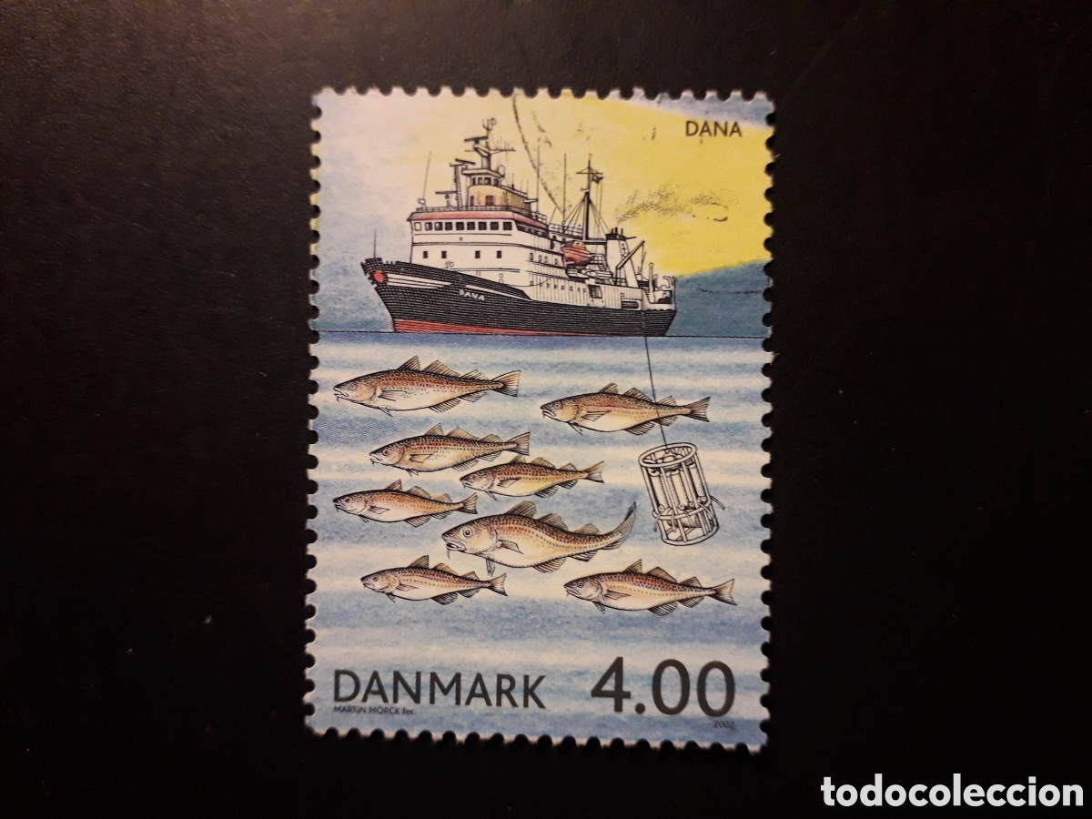 Briefmarken: DINAMARCA YVERT 1319 SELLO SUELTO USADO 2002 FAUNA, PECES, BARCOS PEDIDO M&Iacute;NIMO 3&euro;