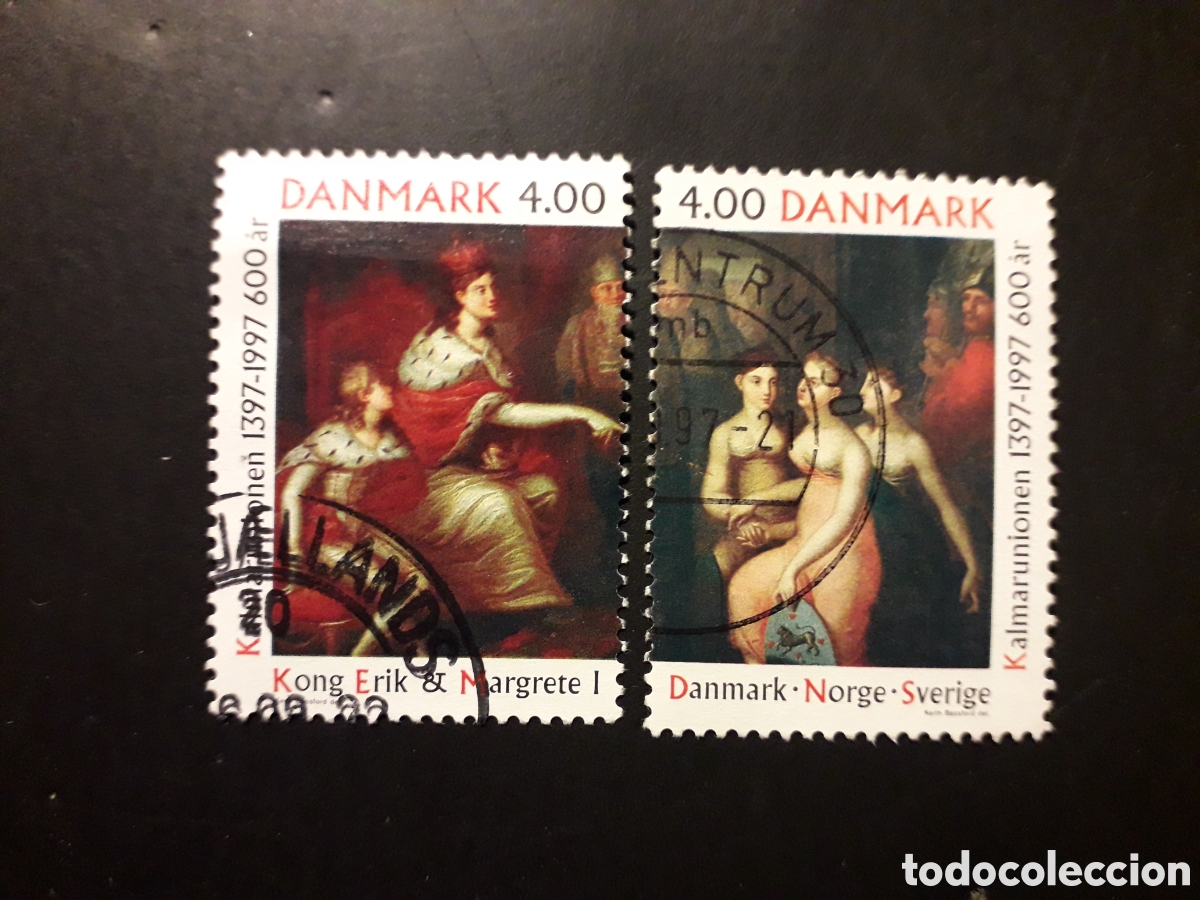 Sellos: DINAMARCA YVERT 1156/7 SERIE COMPLETA USADA 1997 PINTURAS, UNION DE KALMAR PEDIDO M&Iacute;NIMO 3&euro;
