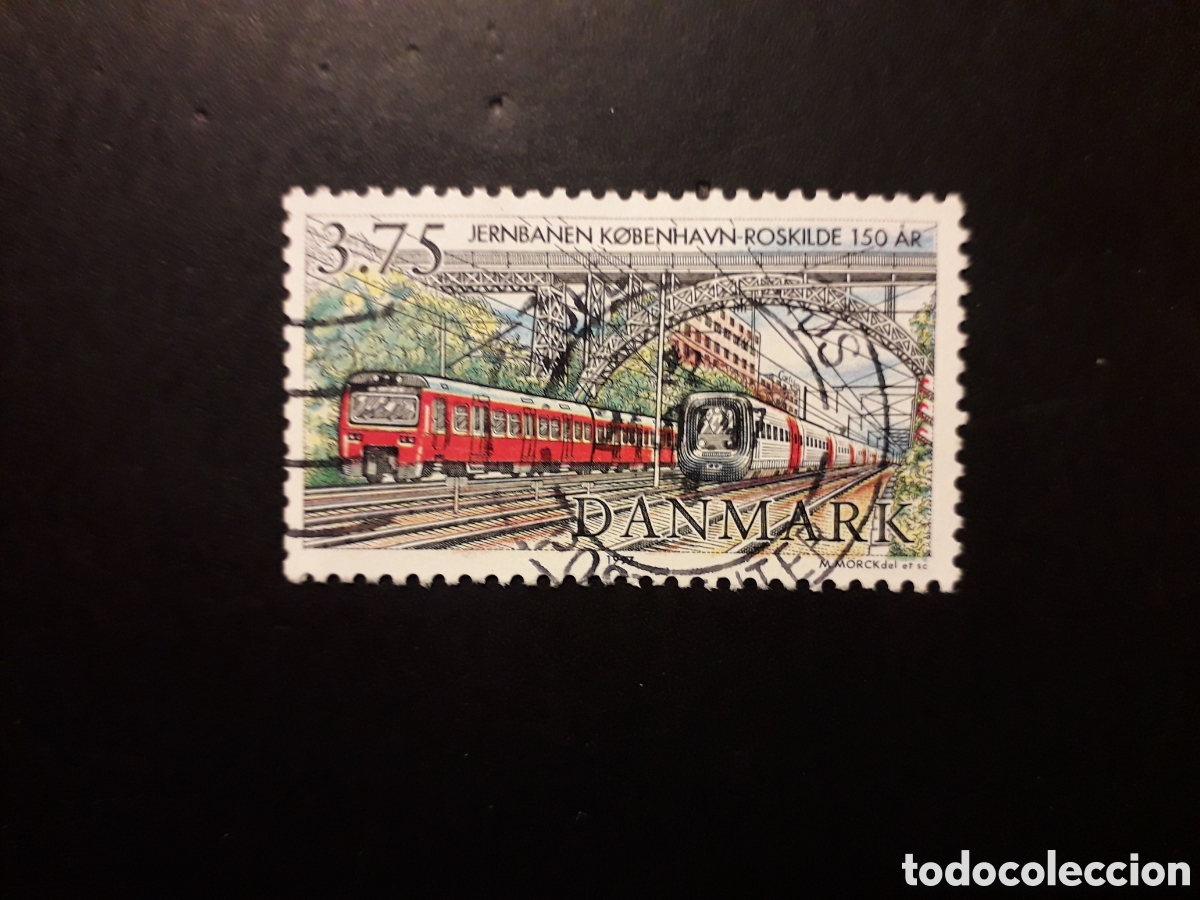 Sellos: DINAMARCA YVERT 1158 SELLO SUELTO USADO 1997 TRENES, PUENTES PEDIDO M&Iacute;NIMO 3&euro;