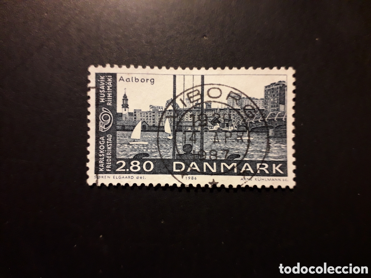 Sellos: DINAMARCA YVERT 872 SELLO SUELTO USADO 1986 NORDEM, CIUDAD DE AABORG PEDIDO M&Iacute;NIMO 3&euro;