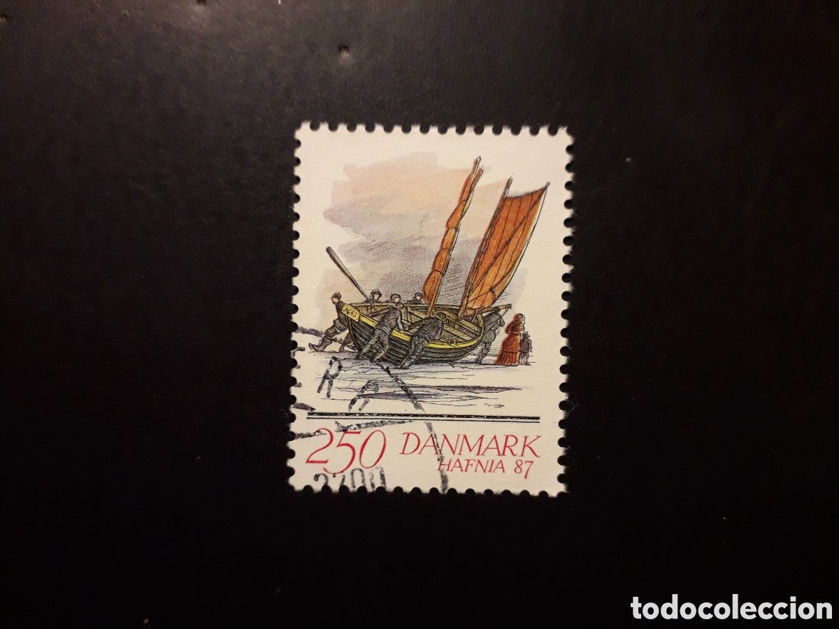 Sellos: DINAMARCA YVERT 863 SELLO SUELTO USADO 1986 HAFNIA 87, BARCO POSTAL PEDIDO M&Iacute;NIMO 3&euro;