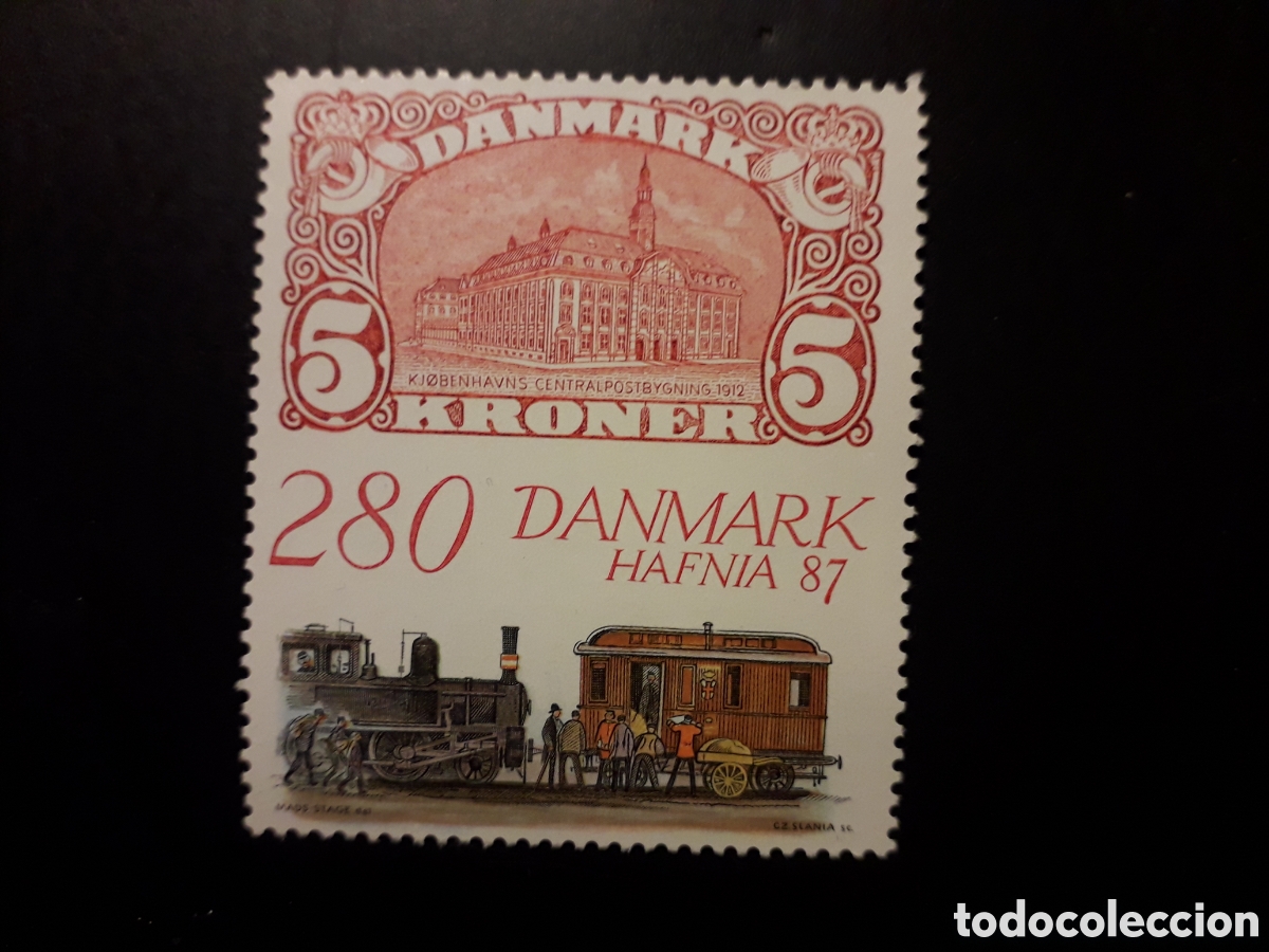 Sellos: DINAMARCA YVERT 903 SERIE COMPLETA NUEVA *** 1987 TRENES, HAFNIA 87 PEDIDO M&Iacute;NIMO 3&euro;