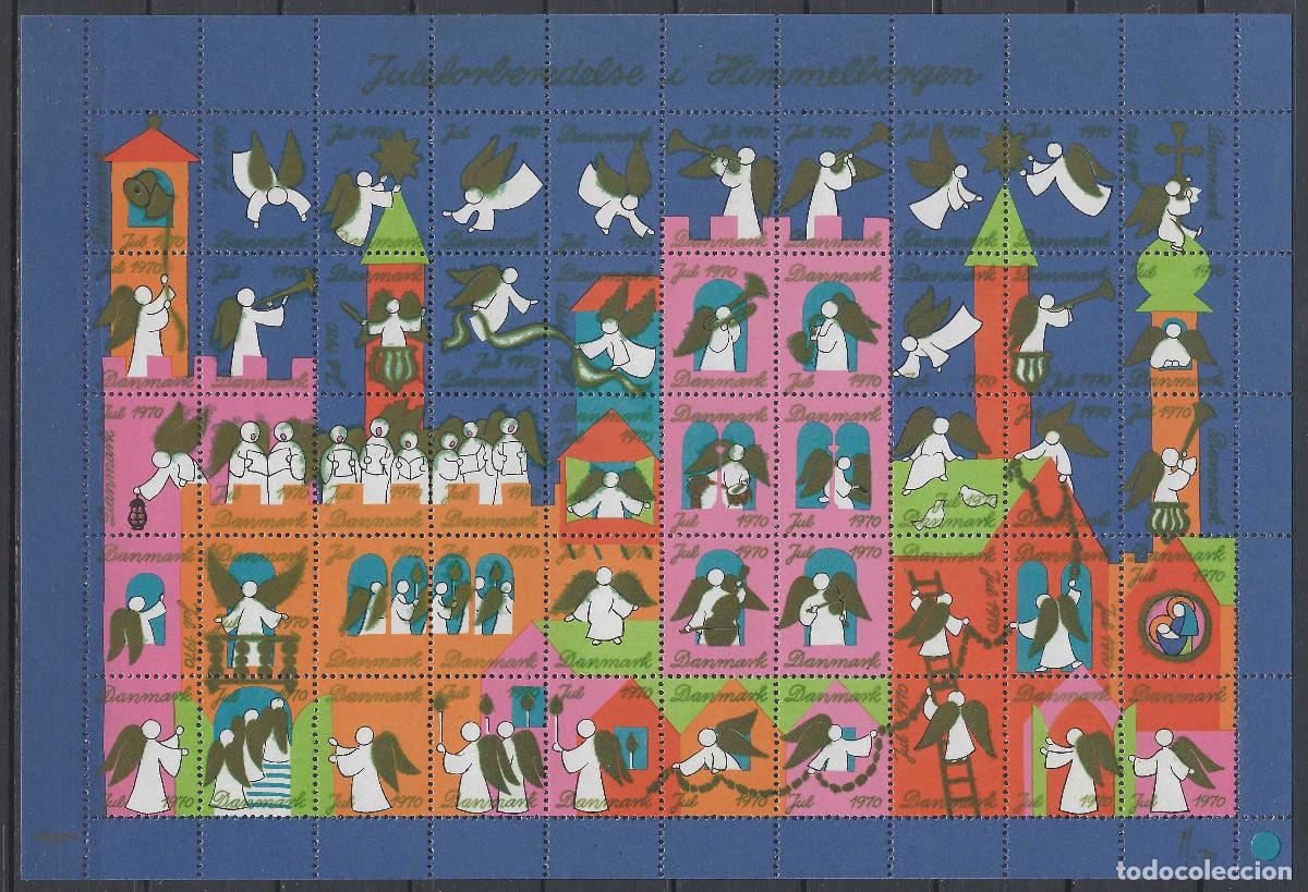 Sellos: DINAMARCA 1970 - VI&Ntilde;ETA DE NAVIDAD, HOJA BLOQUE DE 50 UNIDADES - MNH**