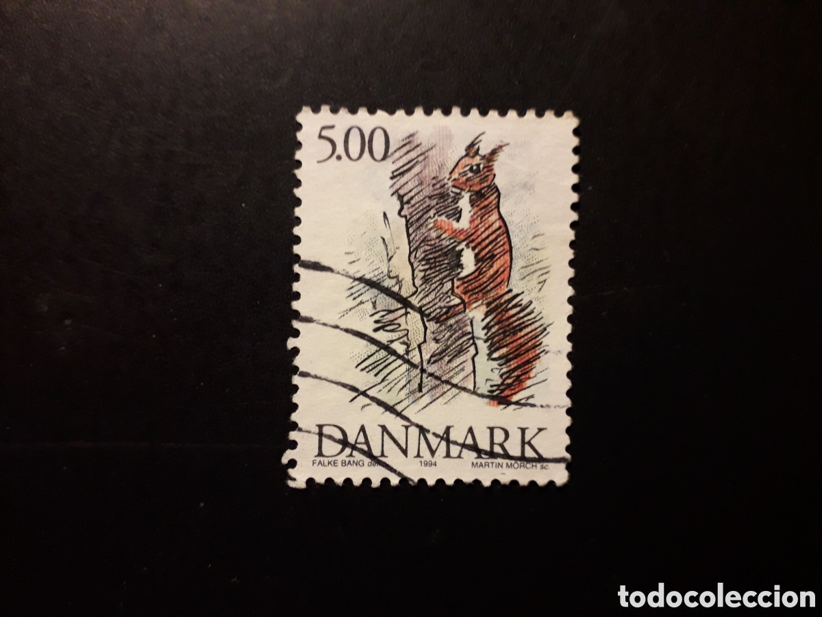 Sellos: DINAMARCA YVERT 1091 SELLO SUELTO USADO 1994 FAUNA, ARDILLA PEDIDO M&Iacute;NIMO 3&euro;