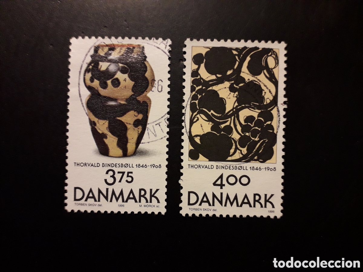 Sellos: DINAMARCA YVERT 1139/40 SERIE COMPLETA USADA 1996 OBRAS DE ARTE THORVALD BINDESBOLL PEDIDO M&Iacute;NIMO 3&euro;