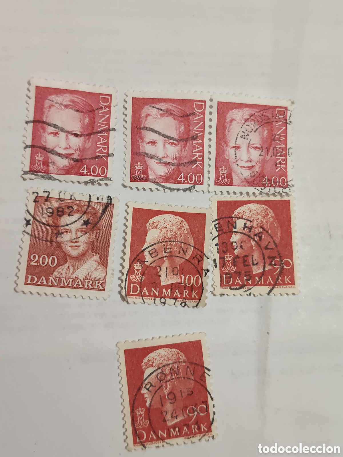 Sellos: 7 sellos de Dinamarca Reina Margarita ll 1974-2009