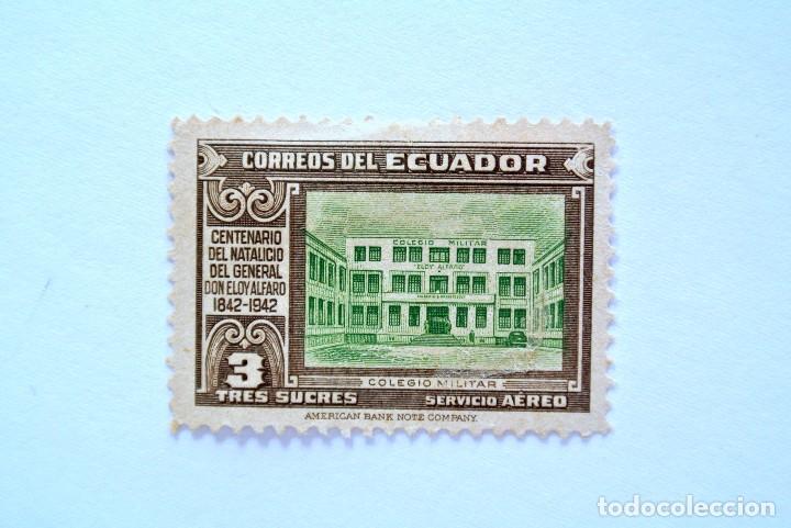 Selos: Sello postal ECUADOR 1942 , 3 sucre, Colegio militar, Centenario natalicio de Eloy Alfaro, Sin usar