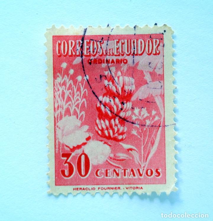 ANTIGUO SELLO POSTAL ECUADOR 1954, 30 CTVS , BANANAS, DIFICIL, RAREZA, USADO (Sellos - Extranjero - América - Ecuador)