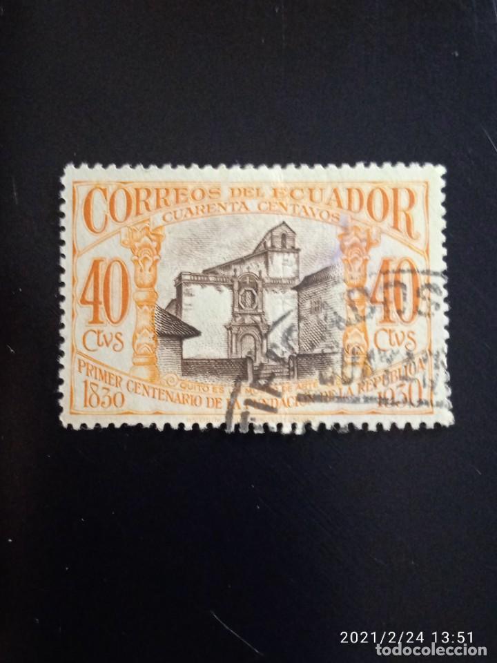 Sellos: ECUADOR 40 CENTS, PRIMER CENTENARIO, A&Ntilde;O 1930.. - Foto 1