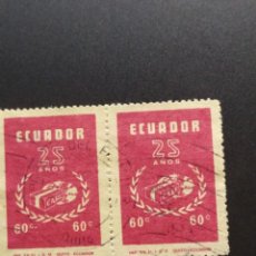 Sellos: ## ECUADOR USADO 1971 25 AÑOS BLOQUE DE 2 SELLOS 60 C##. Lote 288363308