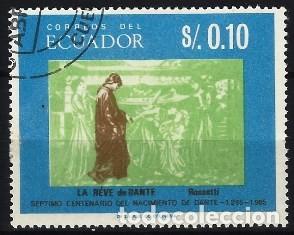 Sellos: ECUADOR 1966 - ”EL SUEÑO DE DANTE” DE ROSSETTI - USADO - Foto 1 - 300434718