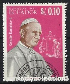Sellos: ECUADOR 1966 - PAPA PABLO VI - USADO - Foto 1 - 300434878