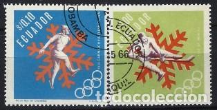 ECUADOR 1966 - JJOO DE GRENOBLE, S.COMPLETA - USADOS (Sellos - Extranjero - América - Ecuador)